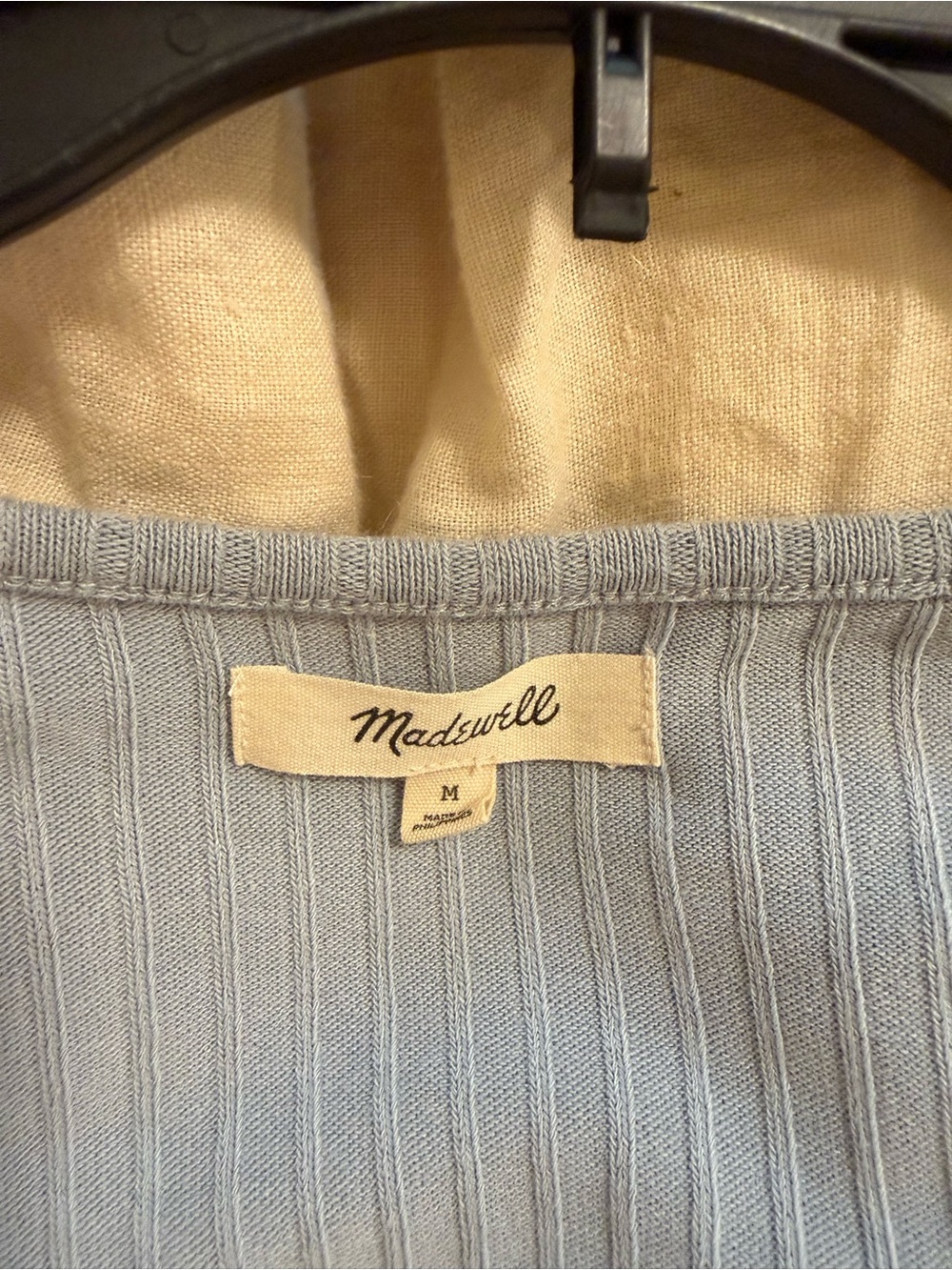Madewell Light Blue Ribbed Wrap Top - Picture 6 of 6